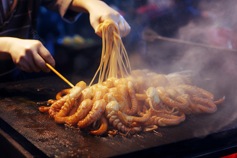 铁板鱿鱼烧烤大排档美食实拍摄影图,高清,摄影图,摄影图片,图片大全,摄影图免费下载